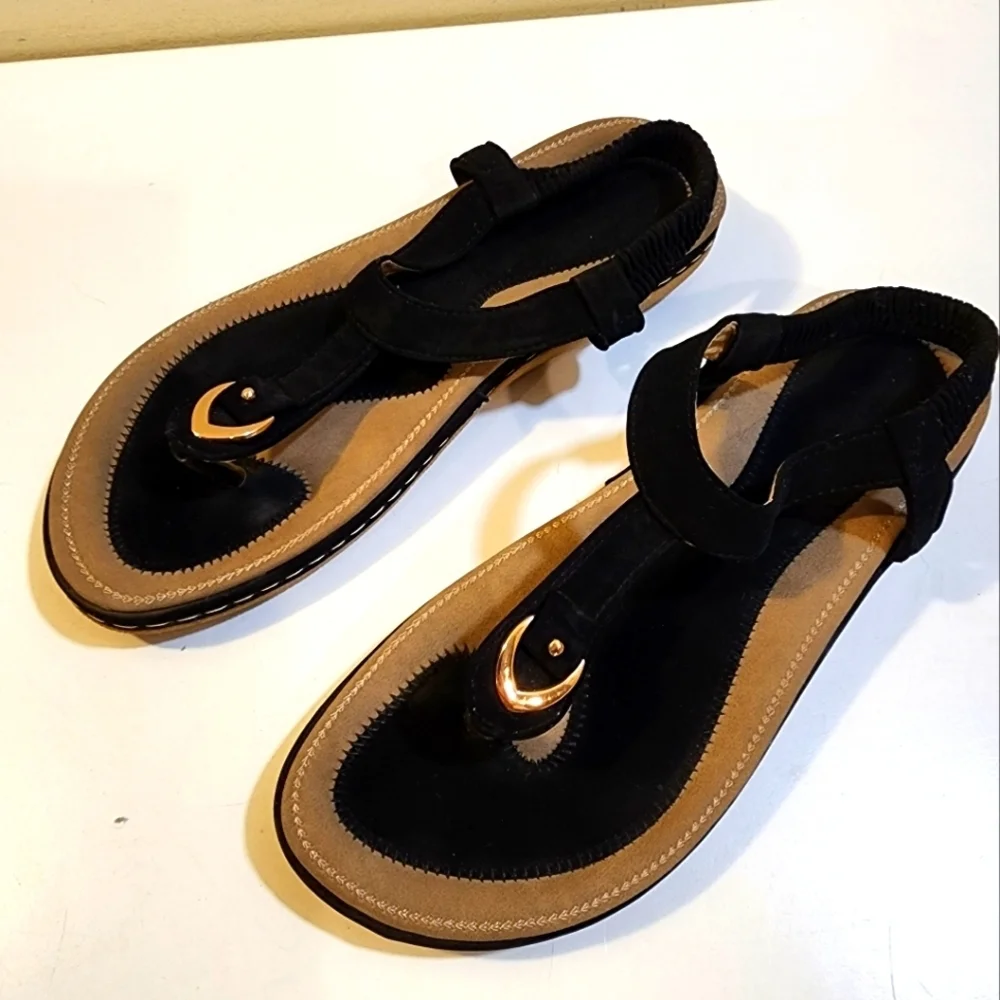 SIKETU Black Velvet Flat Sandals size 41